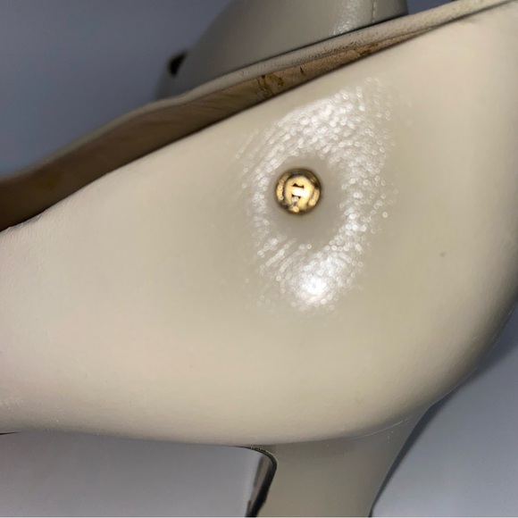 Vtg Etienne Aigner Leather Spain Taylor Classic Pumps Sz 8.5W Cream Block Heel - Picture 8 of 14